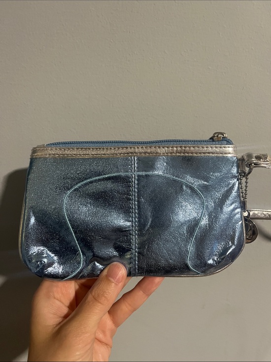 lululemon athletica Handbags - Lululemon Metallic Blue and Silver Wristlet